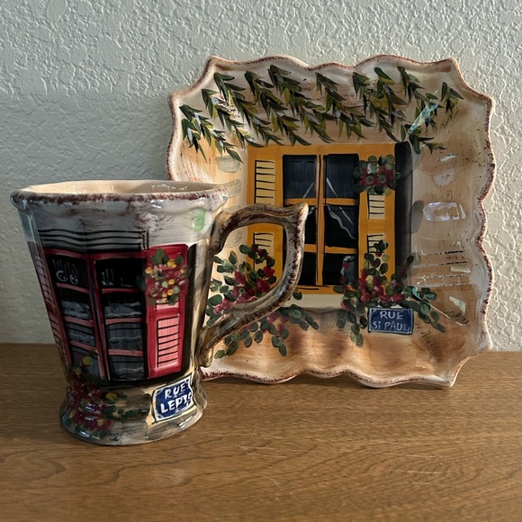 Rue de Paris dessert plate and mug. - Picture 1 of 10